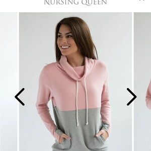 NWOT Nursing Queen Pink and Gray Women's Sweater (Medium)